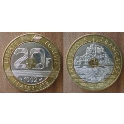 France 20 Francs 1992 Mont Saint Michel V Ferme Piece