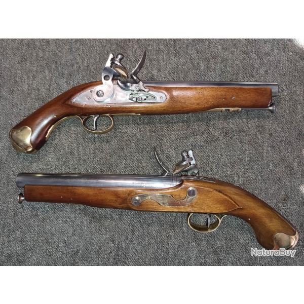 Magnifique paire de lourds pistolets  silex fabrication japonnaise Miroku 1974 canons prouvs PN