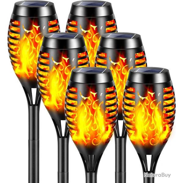 6 Torches Solaires  LED Effet Flamme Raliste Lampes Extrieures tanches IP65, clairage Solaire
