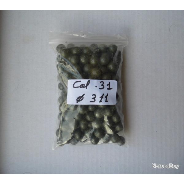 170 Balles rondes plomb calibre .31 311 Hornady poudre noire
