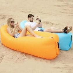 Canapé Gonflable Doux pour 1 Personne - Transat de Camping & Plage Portable avec Gonflage Rapide