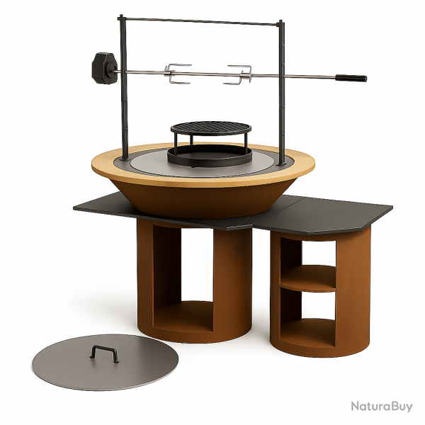Pack Complet Brasero plancha  bois Random Fire Ball 100 cm et accessoires