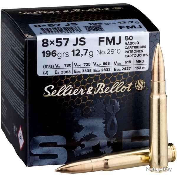 Cartouches SELLIER & BELLOT Calibre 8X57 JS FMJ 196grs - Boite de 50 units