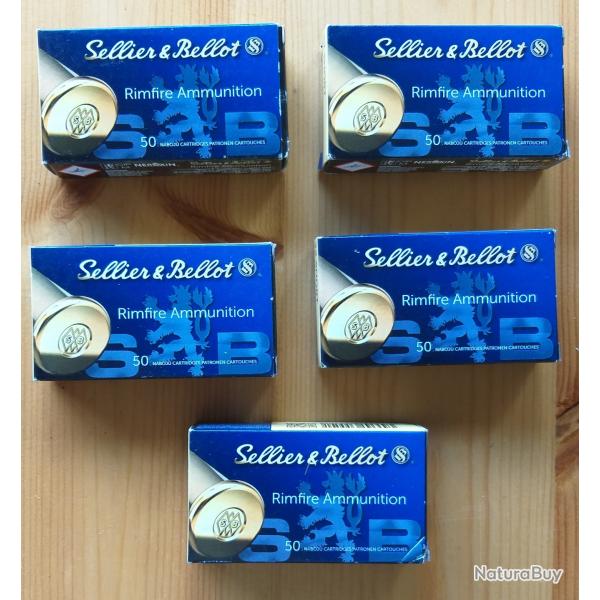 5 Botes de cartouches 22 Short Sellier et Bellot