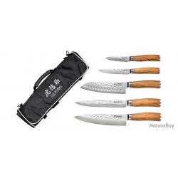 Set Wusaki - WU8039 - Damas - Malette 5 couteaux damas