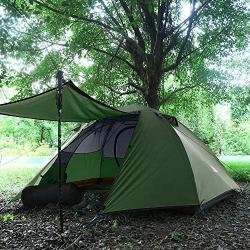 Tente 2-4 Personnes Camping 4 Saison Imperméable Anti UV, Tente Ultra Légère 220x130x110cm Vert