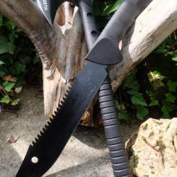 Set Tactical Hache Tomahawk Lame Acier Inox Etui Nylon + Bowie Lame Acier 3Cr13 Manche ABS Etui