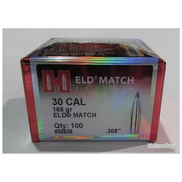 boite 100 ogives Hornady ELD Match, diametre 0.308, poids 168 grs, ref 30506