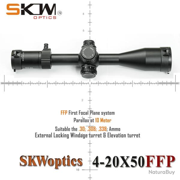 SKWoptics-lunette optique 4-20x50, FFP-MIL-B -**NOIR Paiement en 3 ou 4 fois - LIVRAISON GRATUITE !!