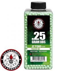 Billes airsoft 0,25g traçantes vertes G&G Armament 6mm haute précision (G-07-265)