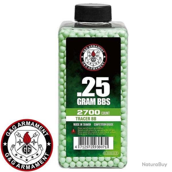 Billes airsoft 0,25g traantes vertes G&G Armament 6mm haute prcision (G-07-265)