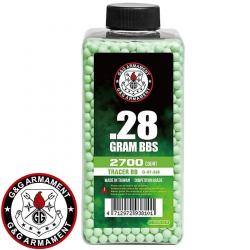 Billes phosphorescentes airsoft 0.28g G&G - billes traçantes vertes 6mm (G-07-268)