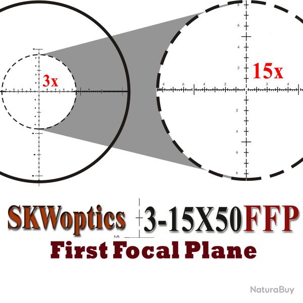 Lunette de vise SKWoptics 3-15X50FFP-MIL  Paiement en 3 ou 4 fois - LIVRAISON GRATUITE !