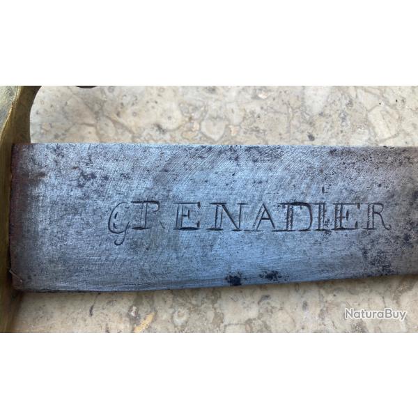 Sabre de Grenadier  Pieds; Rgiment d'Infanterie  dit briquet. Rvolution / Empire. France