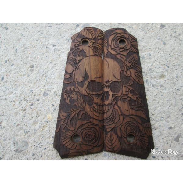 Plaquettes Bois SKULL  pour PT 1911 TAURUS