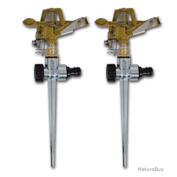 Lot de 2 arroseurs  impulsion sur piquet zinc - Jardin, 450 m, arrosage facile et rglable