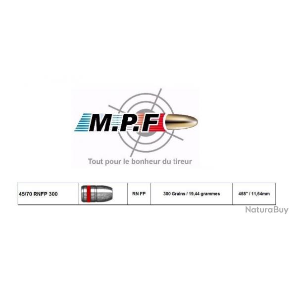 Ogives MPF plombs 45-70 RN FP BB 405 Gr  458" alliage par 250 en port gratuit