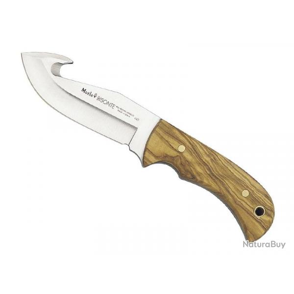Poignard Muela BISONTE lame a depouiller 11cm acier manche olivier + etui