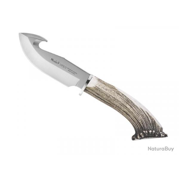 Poignard Muela VIPER lame a depouiller 11cm acier manche cerf + etui