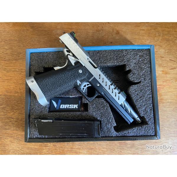 REPLIQUE GBB GAZ HI-CAPA 5.1 SILVER / NOIR VORSK