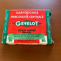 Boîte de 10 cartouches de calibre 16 Supervix sanglier GEVELOT