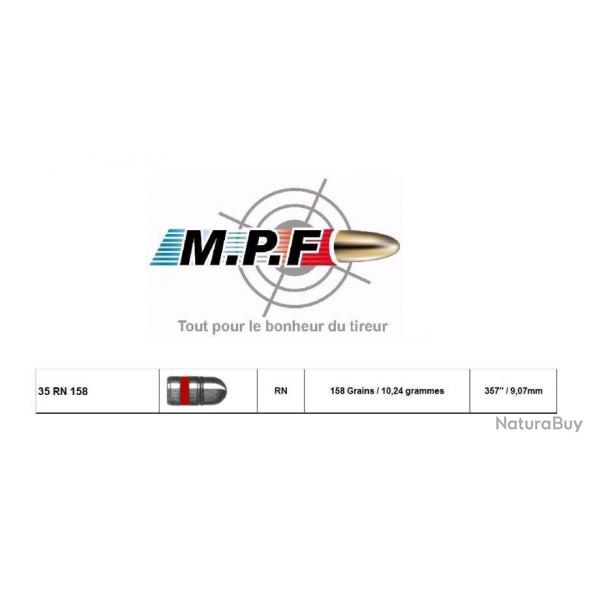 Ogives MPF plomb 38 RN 158 Gr  357" par 250 en port gratuit