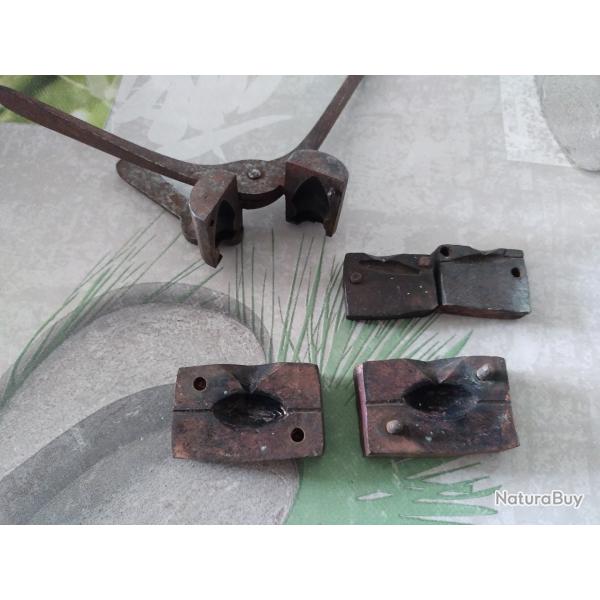 Lot de 3 moules  plomb ancien de pche