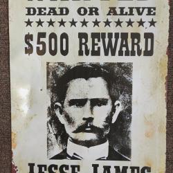 PLAQUE METAL WANTED JESSE JAMES