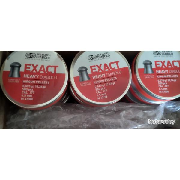 LOT DE 168 BOTES DE JSB EXACT HEAVY 0.67G CALIBRE 0.452
