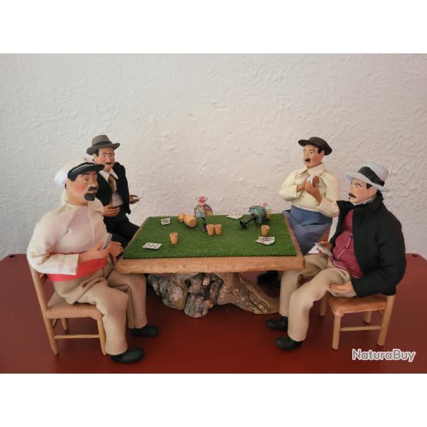 Santons pagnol en terre cuite partie de cartes