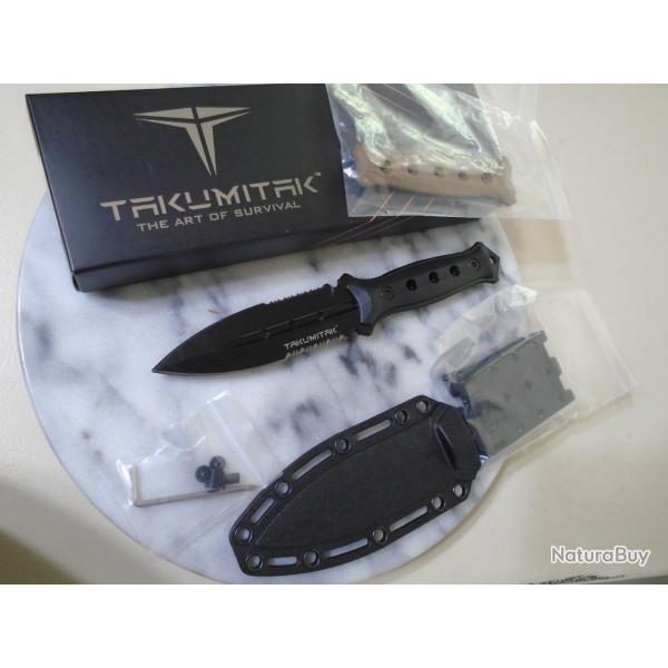 Couteau Takumitak Tactical Dague Extraction & Evasion Lame Acier 3Cr13 Manche FRN tui FRN Teck-Lock