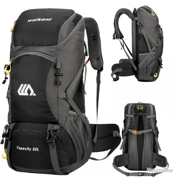 Sac  Dos Randonne WEIKANI Neuf 50L - Confortable, Nombreuses Poches, Lger