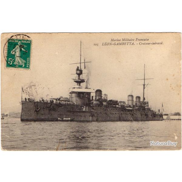 CPA- Marine Militaire Franaise -LON - GAMBETTA -Croiseur-Cuirasse N3011