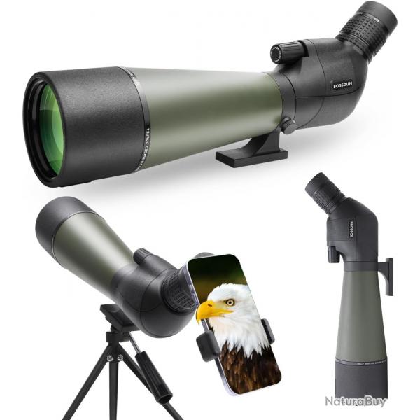 Longue-Vue 20-60x80 HD tanche avec Trpied BAK4 FMC Adaptateur Tlphone Tir Chasse Paysage Vert