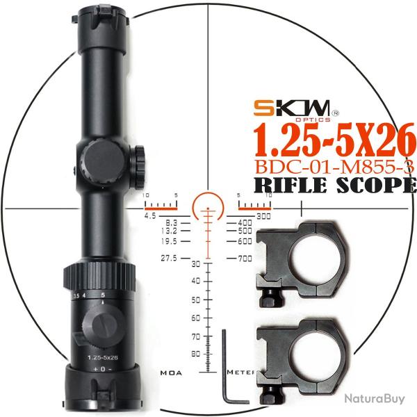 Lunette de vise SKWoptics Compact 1.25-5X26 BDC-01-M855-3 -**Option A- LIVRAISON GRATUITE !!!
