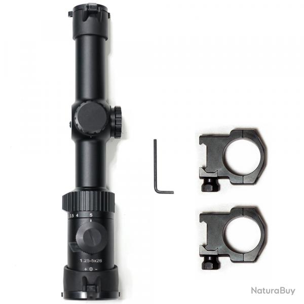 Lunette de vise SKWoptics Compact 1.25-5x26x BDC-AK -**OPTION A- LIVRAISON GRATUITE !!!