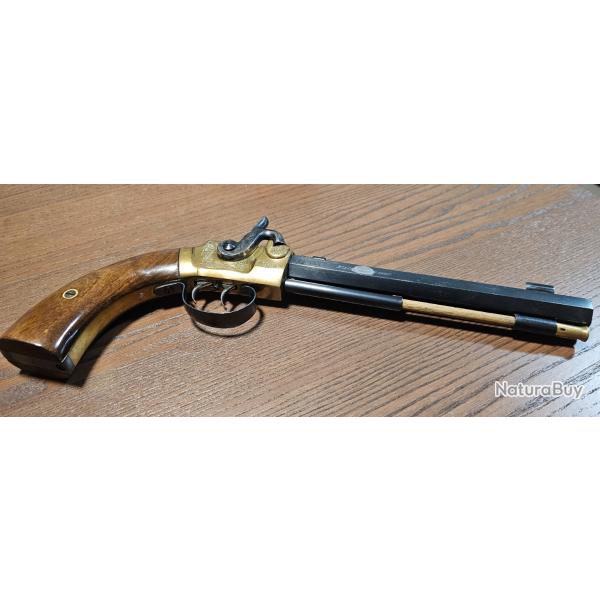 Pistolet italien percussion  poudre noire Cal.45 poinon AI 1982 L.BARONI Acier et laiton grav