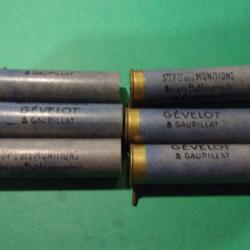 Lot de 6 douilles a broche neuves en carton calibre 20 SF-PARIS Gevelot &Gaupillat