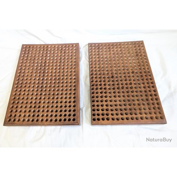 2 plateaux de rangement de munitions en bois ou pour rechargement de vos munitions