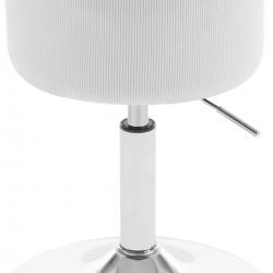 Tabouret de Maquillage,Tabouret de Bar Rond, Tabouret Réglable en Hauteur,  en Velours Côtelé-Blanc