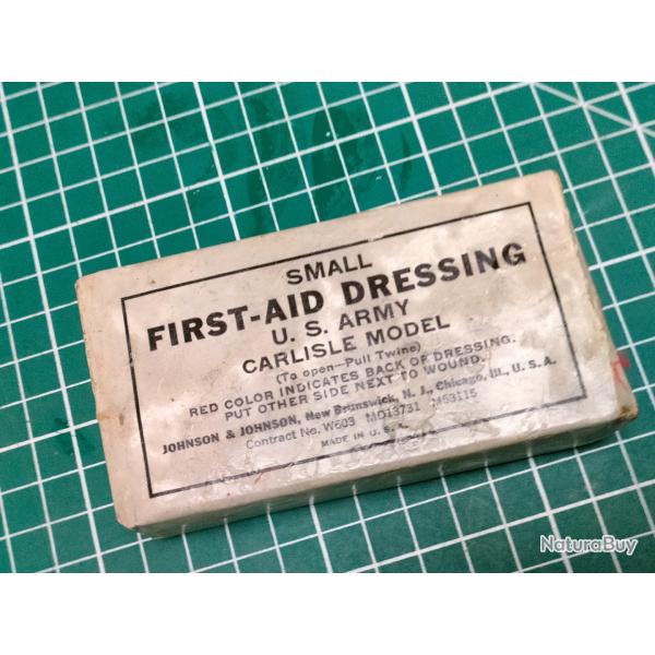 PANSEMENT US ARMY SMALL FIRST AID DRESSING CARLISLE MODELE JOHNSON ET JOHNSON WW2 39/45 (3)