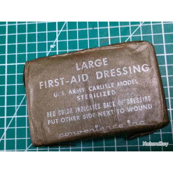 PANSEMENT US ARMY LARGE FIRST AID DRESSING CARLISLE MODEL STERILIZED CONVENIENCE WW2 39/45 (5)