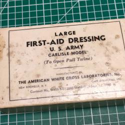 PANSEMENT US ARMY LARGE FIRST AID DRESSING CARLISLE AMERICAN WHITE CROSS WW2 39/45 (12)