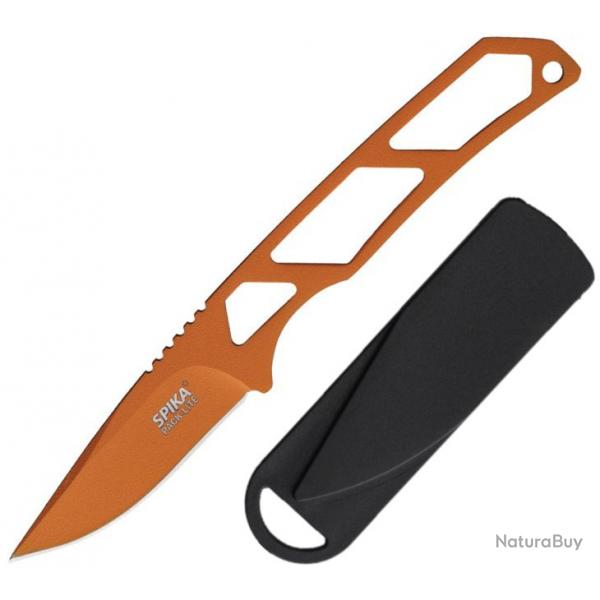 Couteau Ultra-Lger SPIKA PackLite Lame Acier 440 Orange Manche Acier Etui Plastique SPIKPLFB010