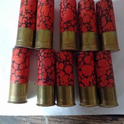 Lot de10 cartouches anciennes cal 12 Manufacrure d'armes de St Étienne  mouchetées  rouges