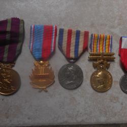 Lot de 5 médailles civile