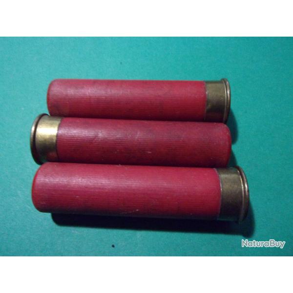 Petit lot de 3 cartouches ancienne rare FICCHI cal: 28, tui plastic rouge plomb N6