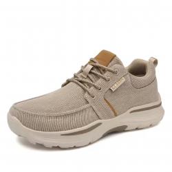 Mocassins Homme Respirants Toile - Chaussures Décontractées Marche Confortables Grandes Tailles Beig