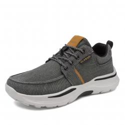 Mocassins Homme Respirants Toile - Chaussures Décontractées Marche Confortables Grandes Tailles Gris