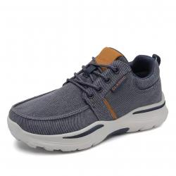 Mocassins Homme Respirants Toile - Chaussures Décontractées Marche Confortables Grandes Tailles Bleu